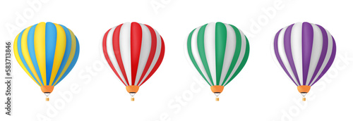 Summer air balloon vector set. Summer airballoon elements isolated for beach floating outdoor collection. Vector illustration summer airballoon collection.
