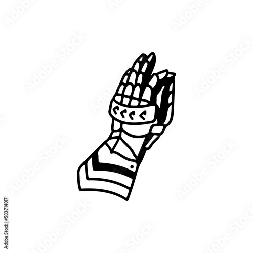 vector illustration of hand with iron armor concept