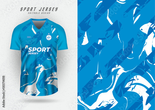 Background for sports jersey, football shirt, running shirt, racing shirt, blue water wave pattern with stripes.