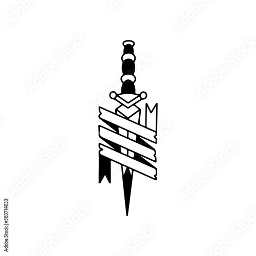 vector illustration of dagger with concept ribbon