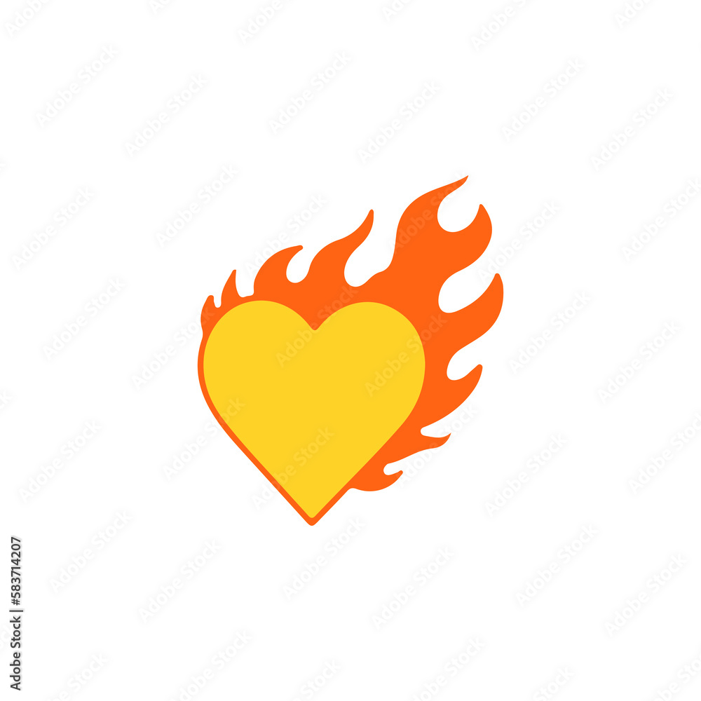 vector illustration of heart with fire concept vector illustration of heart with fire concept