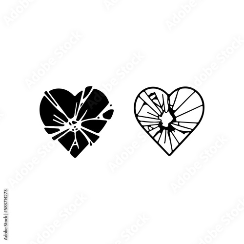 vector illustration of broken glass heart shaped concept