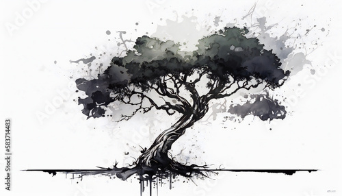 Tree - watercolor style illustration background by Generative Ai