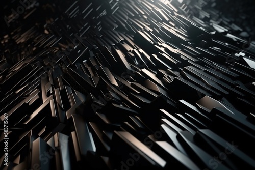 Metallic black dark abstract surface background illustration with Generative AI