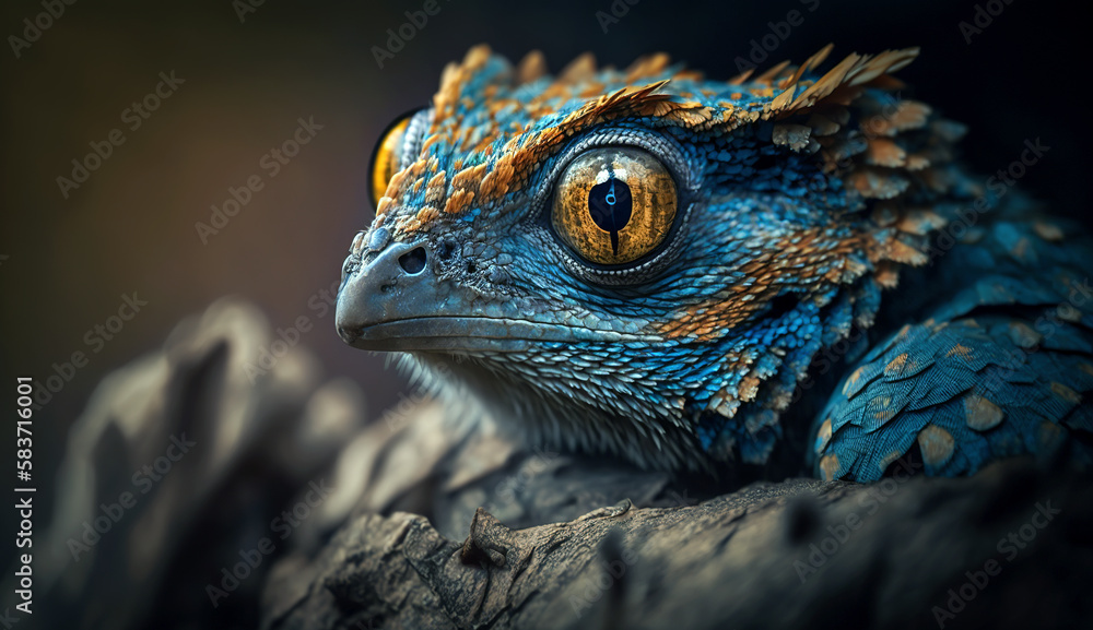 Fototapeta premium close up of blue sky iguana