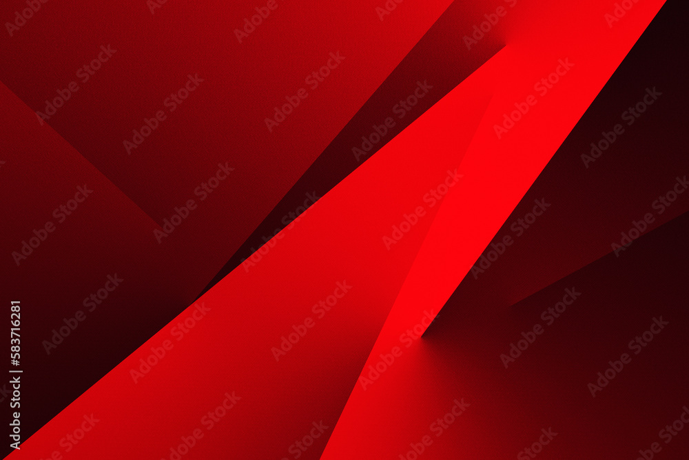 Black red abstract modern background for design. 3d effect. Geometric shape. Gradient. Diagonal lines, triangles. Light and shadow. Fiery red color. Glow.