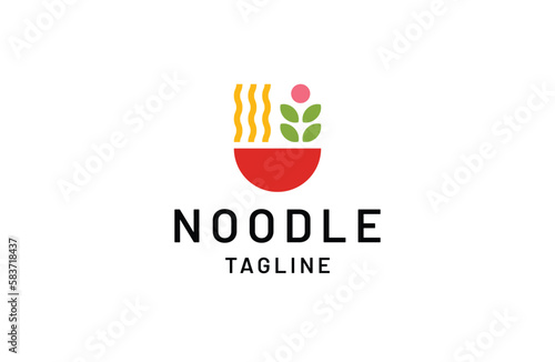 Noodle or ramen logo icon design template flat 