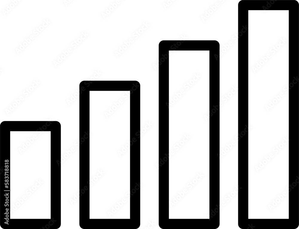 Simple Black and White Ascending Progress Graphic or Histogram Statistics Infographic Icon. Vector Image. Simple Black and White Ascending Progress Graphic or Histogram Statistics Infographic Icon. Vector Image.