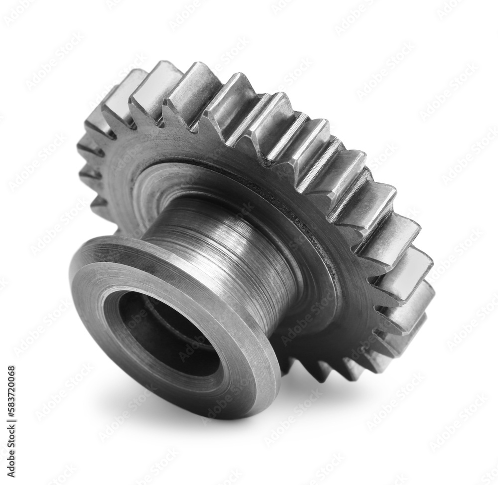New stainless steel gear on white background New stainless steel gear on white background