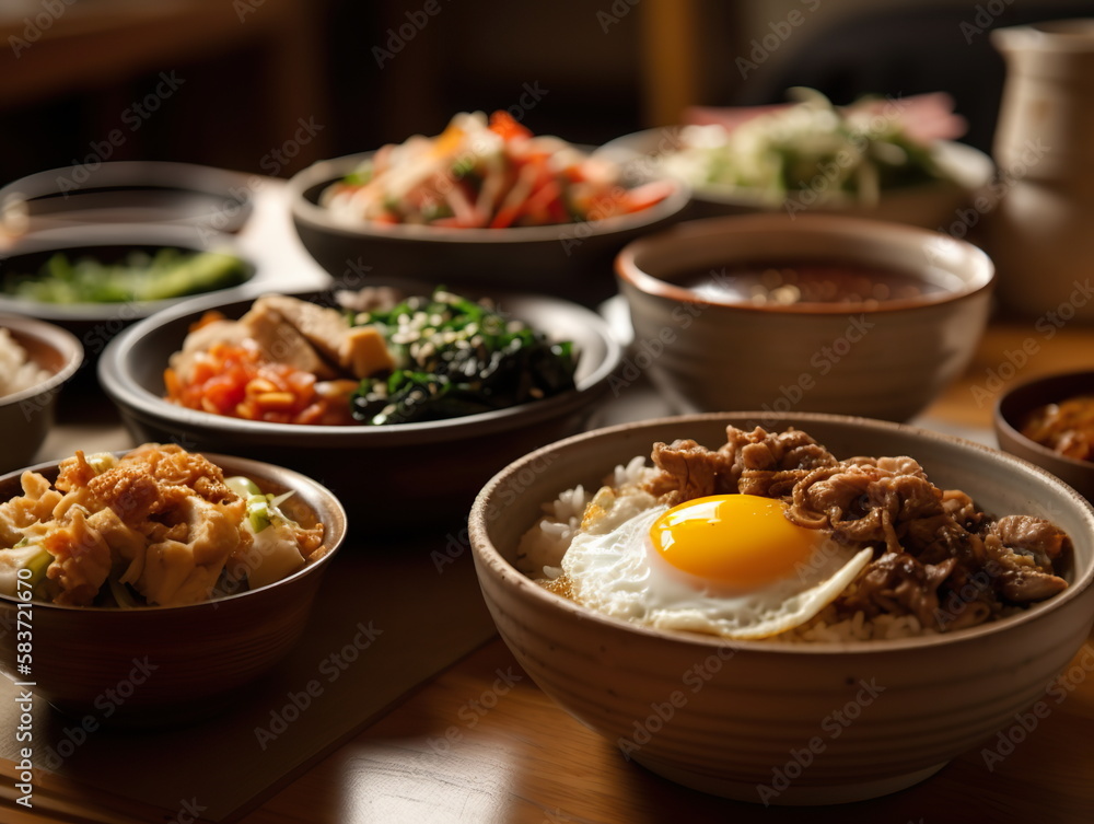 Korean table setting - bibimbap Korean table setting - bibimbap