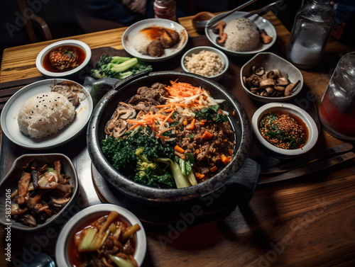 Korean table setting - bibimbap