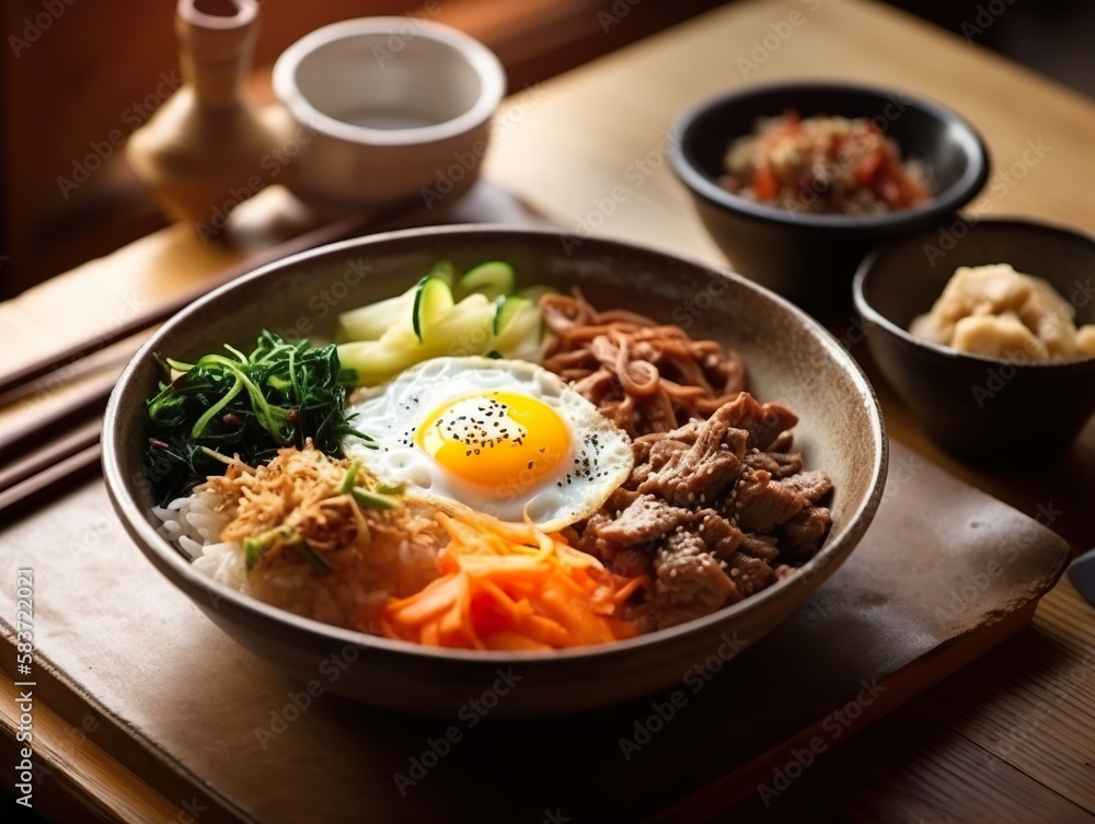 Korean table setting - bibimbap Korean table setting - bibimbap
