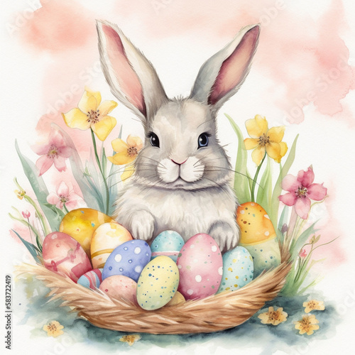 easter bunny and easter eggs