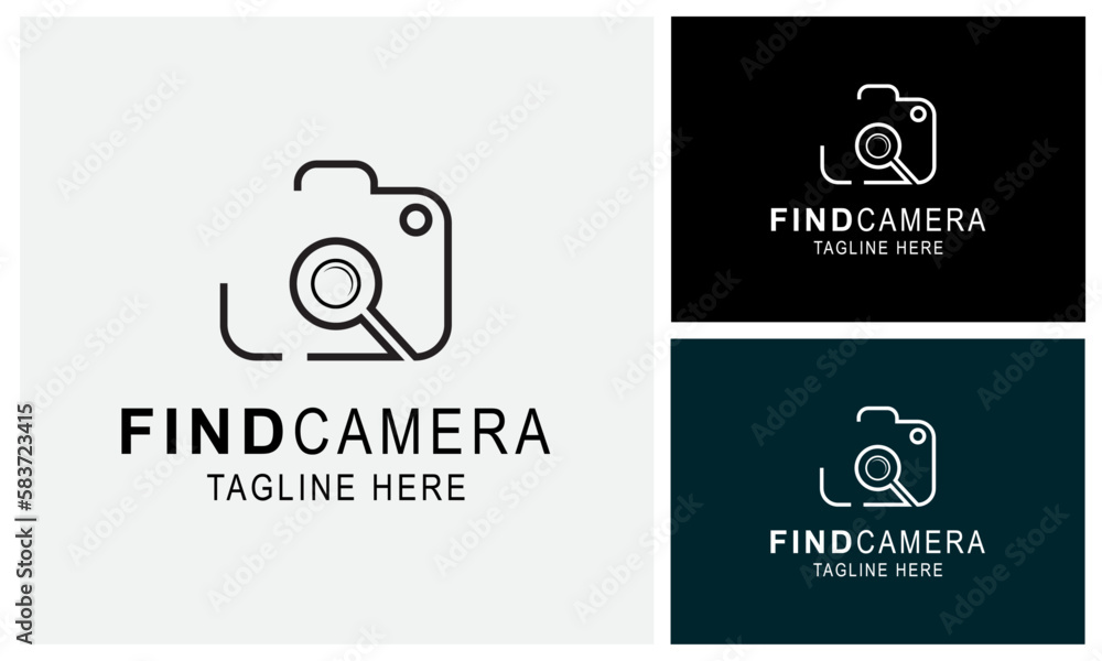 Naklejka premium Find Camera Logo Design Template With Outline.