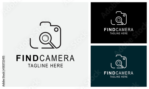 Find Camera Logo Design Template With Outline.