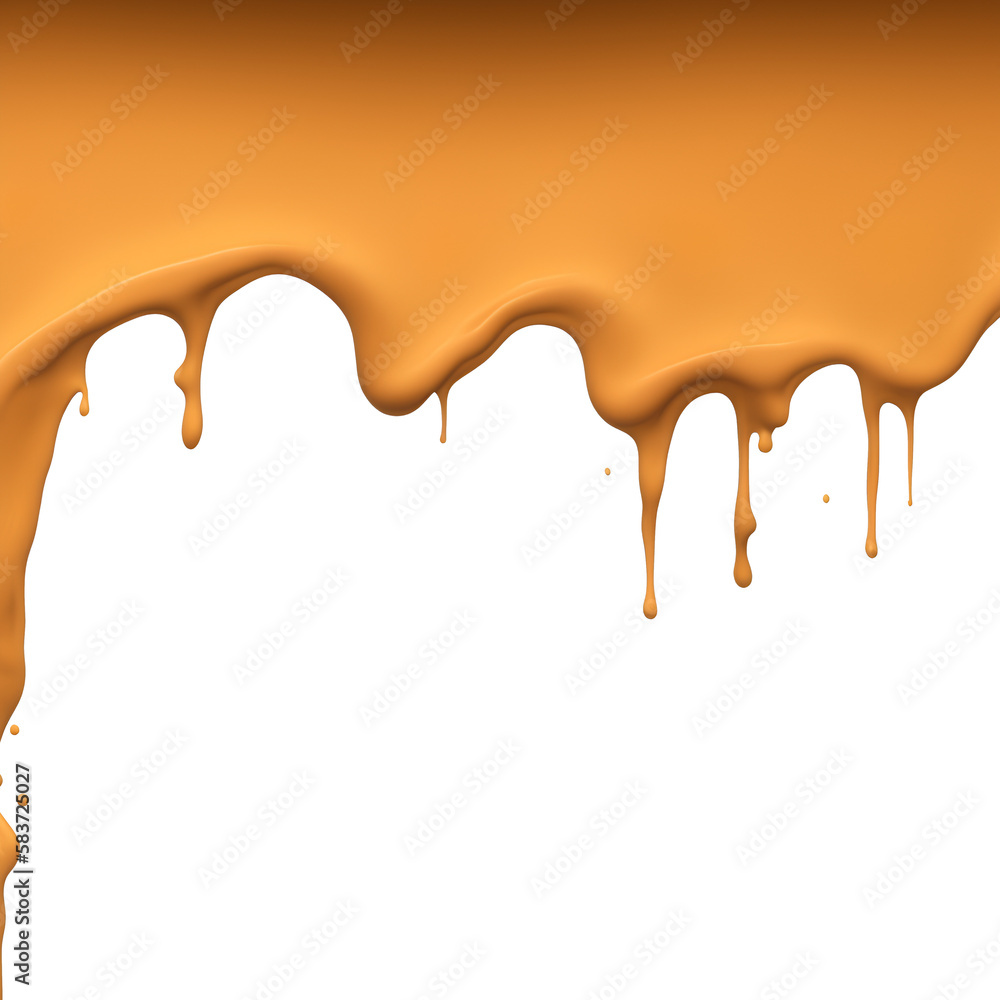 Illustration of melted and splashed cheese cream element. pouring flowing yellow honey water. Transparent PNG is available. generative AI.