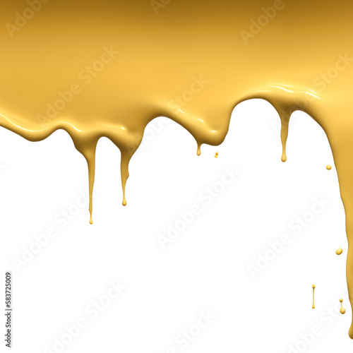 Illustration of melted and splashed cheese cream element. pouring flowing yellow honey water. Transparent PNG is available. generative AI.