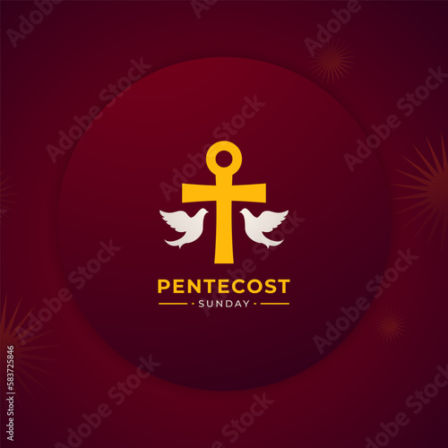 Pentecost Sunday Holy Spirit Greeting Card Banner Poster for Biblical Series Vector Illustration