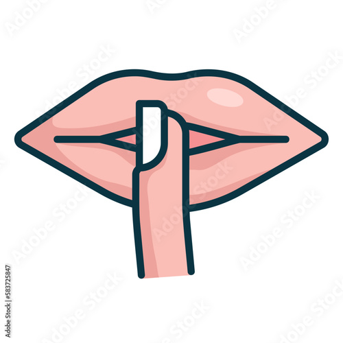 The icon commands silence or keeps mouth by showing fingers crossed in front of lips