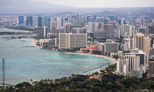 Hawaii Honolulu cityscape overview scenic point lookout. © Nikita
