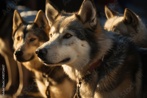 Husky Sled Dogs made with generative ai