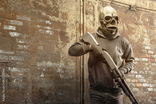 Man wearing a mask holding a gun
