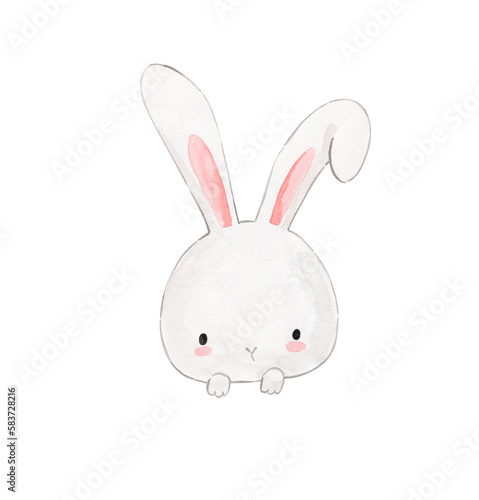 Watercolor bunny illustration for kids © Olga Listopad