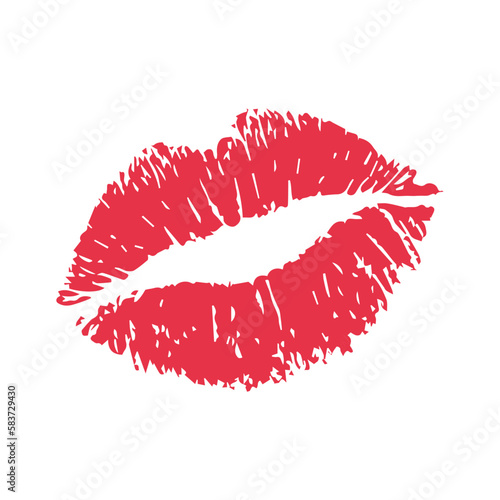 Fotografiet red lips isolated on white