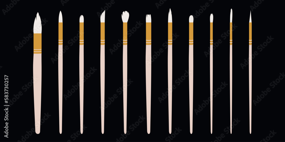 Flat vector painting tools in childish style. Hand drawn art supplies Flat vector painting tools in childish style. Hand drawn art supplies