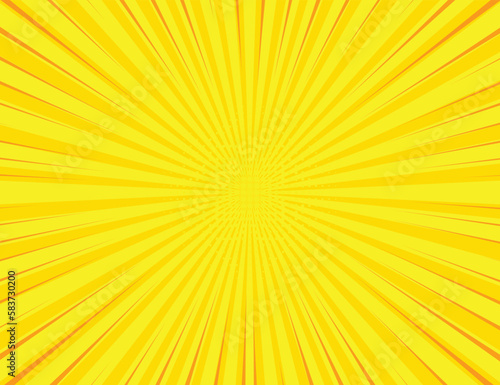 bright background with radial lines and halftone dots for retro illustration. yellow background