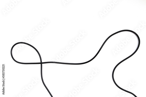 Black wire cable of usb and adapter isolated on white background