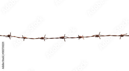 Wallpaper Mural Old rusty security barbed wire fence isolated on white background Torontodigital.ca