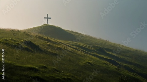 christian cross in the mountains