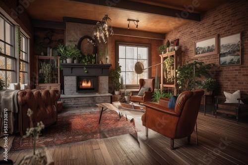 Rustic Charm: A Cozy Living Room with Natural Accents 2. Generative AI © NormanBalberan