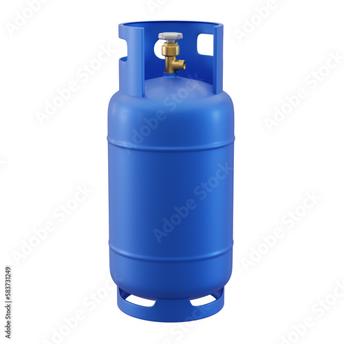 blue gas bottle on isolated white background. 3d illustration