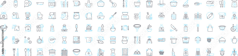 Kitchen vector line icons set. Kitchen, Room, Home, Cooking, Remodel, Appliance, Design illustration outline concept symbols and signs Kitchen vector line icons set. Kitchen, Room, Home, Cooking, Remodel, Appliance, Design illustration outline concept symbols and signs