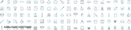 Kitchen vector line icons set. Kitchen  Room  Home  Cooking  Remodel  Appliance  Design illustration outline concept symbols and signs