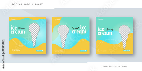ice cream banner instagram post template design square banner design