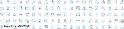 Fitness gym vector line icons set. Fitness, Gym, Exercise, Workout, Training, Strength, Bodybuilding illustration outline concept symbols and signs