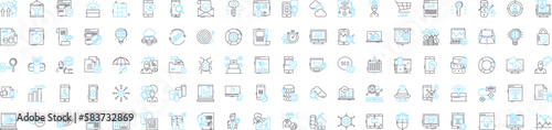 Keyword analysis vector line icons set. Keyword, Analysis, Research, Strategies, Targeting, Optimization, Ranking illustration outline concept symbols and signs