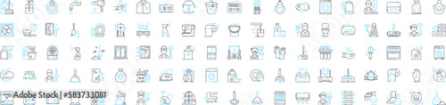 Laundry services vector line icons set. Laundry, Services, Washing, Ironing, Dry-cleaning, Cleaning, Pick-up illustration outline concept symbols and signs