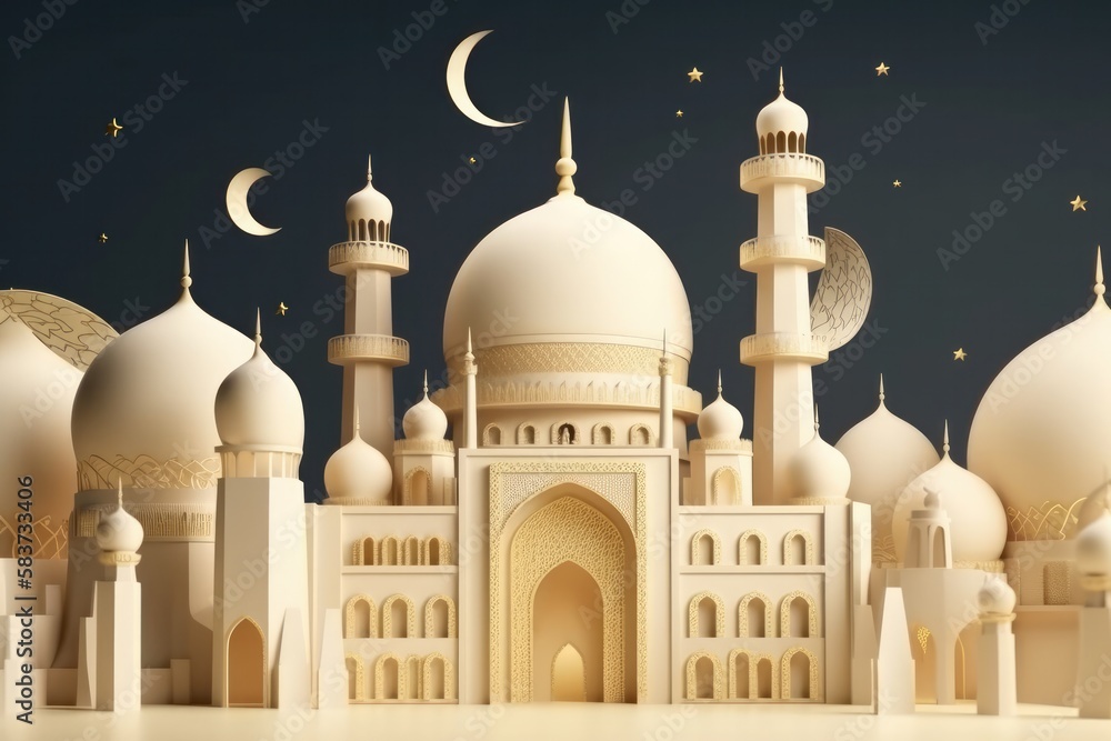 mosque at night made with generative ai
