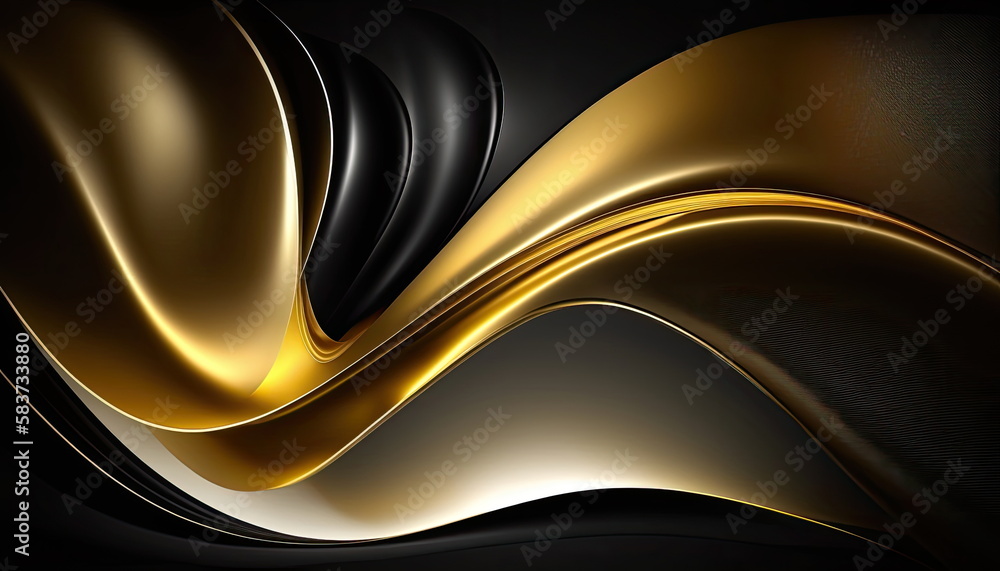 Obraz premium black and gold gradiant wallpaper background, smooth texture, luxury, Made by AI,Artificial intelligence