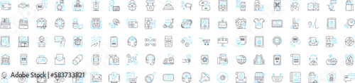 Supermarket vector line icons set. Grocery, Store, Market, Shopping, Outlet, Retail, Superstore illustration outline concept symbols and signs