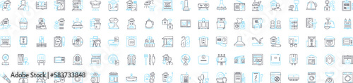 Hotel industry vector line icons set. Hotel, Industry, Accommodation, Rooms, Rates, Reservation, Booking illustration outline concept symbols and signs
