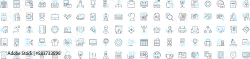 Financial strategy vector line icons set. Financial, Strategy, Investment, Planning, Budgeting, Forecasting, Analysis illustration outline concept symbols and signs