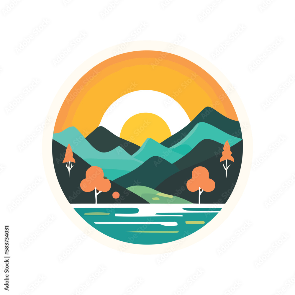 Simple Landscape Flat Illustration Vector Simple Landscape Flat Illustration Vector