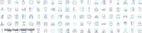 Aesthetic medicine vector line icons set. Aesthetic, Medicine, Cosmetics, Beauty, Treatment, Skin, Facial illustration outline concept symbols and signs