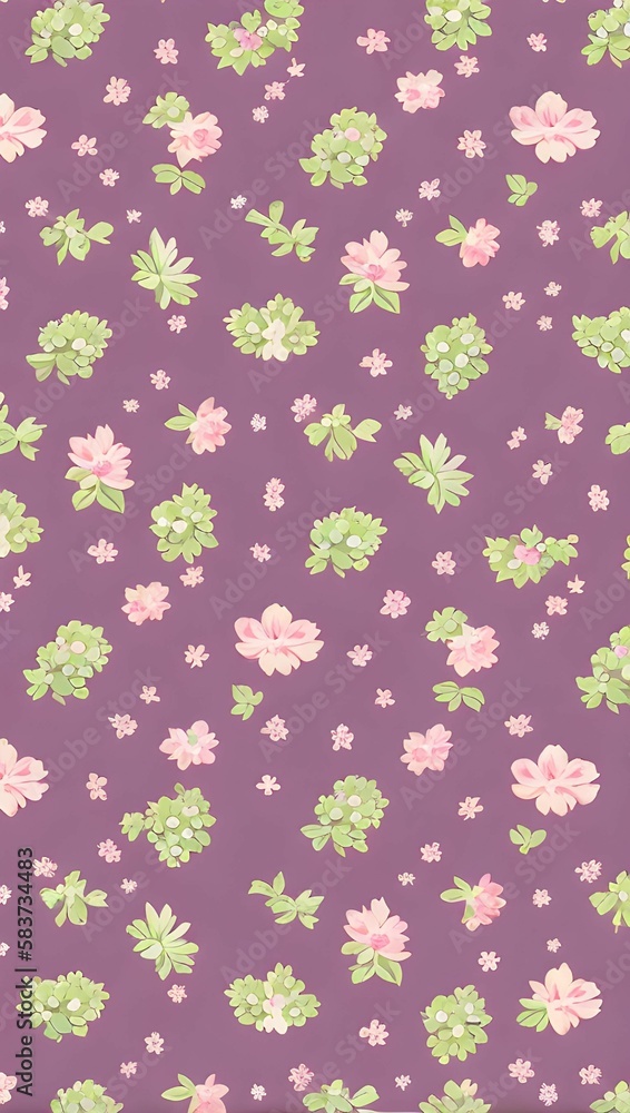 A purple vertical seamless pattern with yellow flowers, AI generated