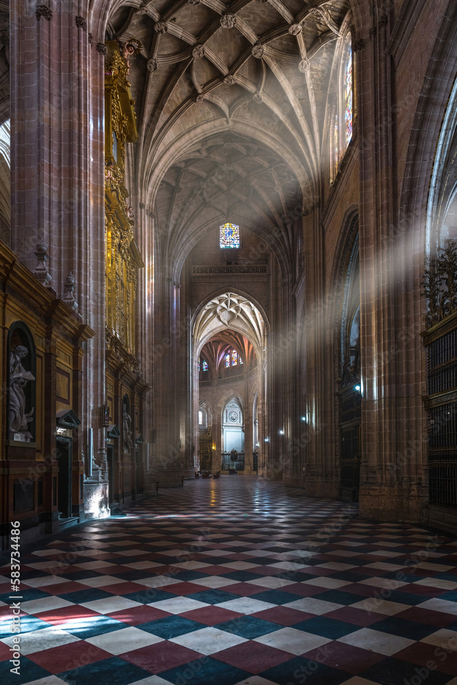 Sunlight beams in the Cathedral of Segovia